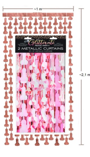 GLITTERATI PENIS FOIL CURTAIN SET OF 2