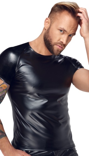 NOIR WETLOOK SHIRT SIZE M