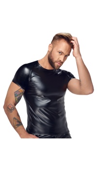 NOIR WETLOOK SHIRT SIZE M