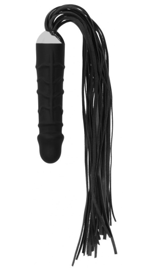 OUCH! BLACK WHIP WITH REALISTIC SILICONE DILDO