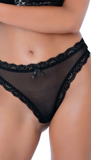 MESH THONG WITH RUCHED-BACK S/M