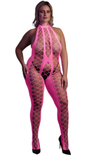 BODYSTOCKING WITH HALTERNECK PINK XL-XXXXL