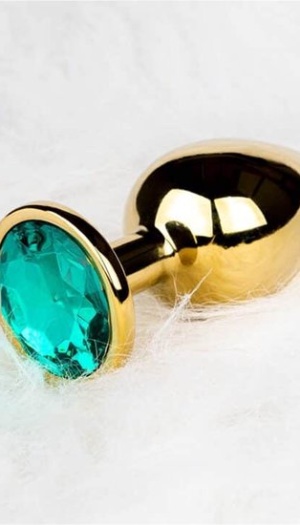 ROUND GEM GOLD/GREEN S