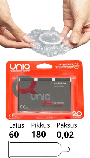 UNIQ FREE - LATEX FREE CONDOMS WITH PROTECTIVE RING 3 PCS