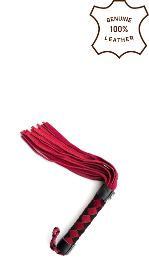 LEATHER FLOGGER 38 CM BLACK/RED