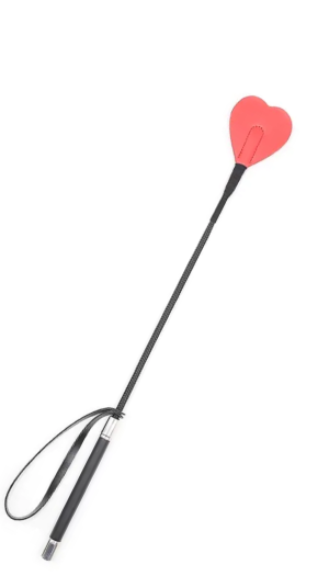 RIDING CROP HEART 54CM BLACK/RED