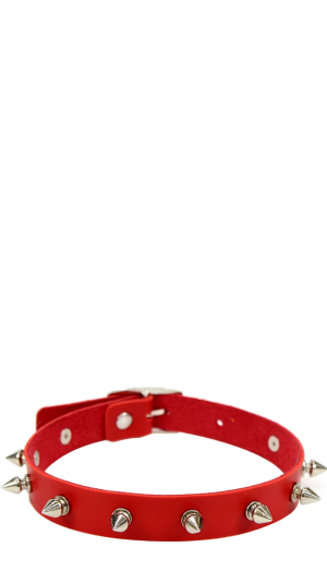 KINKY PLEASURE CHOKER WITH SPIKES RED