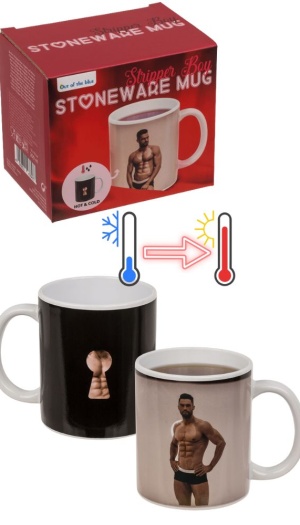 STONEWARE TEMPERATURE MUG - STRIPPER BOY