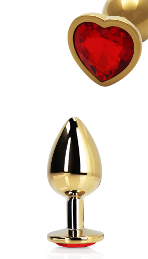 HEART GEM BUTT PLUG - MEDIUM - GOLD/RUBY RED