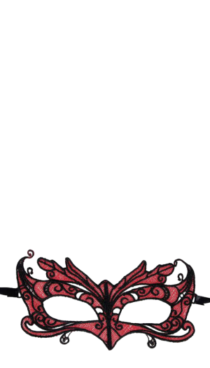 QUEEN LINGERIE LACE MASK WITH RED DETAILS