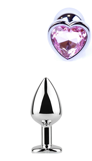 EXCLUSIVITY ANAL PLUG SILVER/PINK HEART SMALL