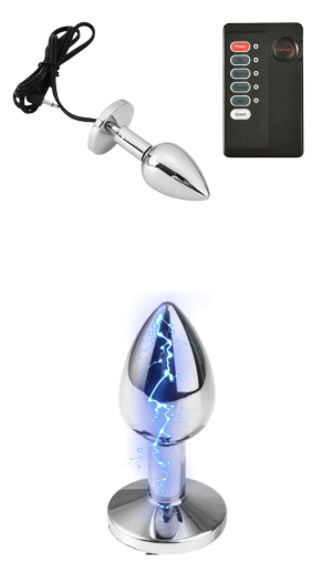 STEEL ELECTRO BUTTPLUG WITH CONTROL FIXX