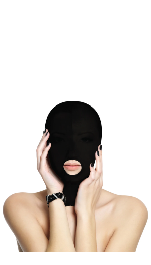 OUCH! SUBMISSION MASK - OPEN MOUTH HOOD BLACK