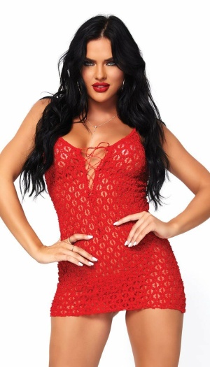 MINI DRESS AND G-STRING RED OS