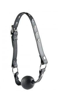 RUBBER BALL GAG ON LEATHER STRAP