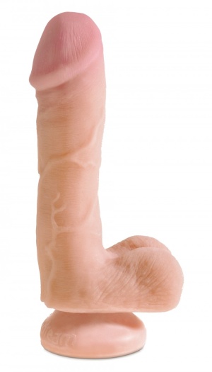 DUAL DENSITY COCK BALLS 7.5" FLESH