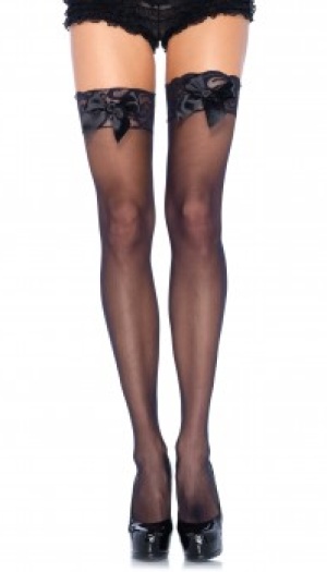 SHEER THIGH HIGHS LACE TOP black