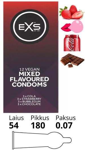 EXS MIXED FLAVOURED CONDOMS 12 TK.