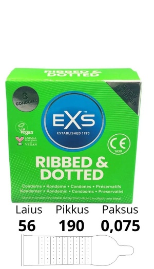 EXS RIBBED, DOTTED 3 TK.