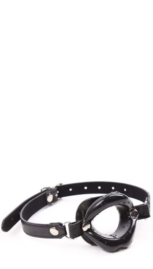 OHMAMA FETISH BLACK LIPS GAP WITH PU STRAP 