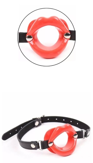 OHMAMA RED LIPS OPEN MOUTH GAG WITH PU STRAP
