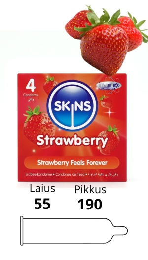 SKINS CONDOMS STRAWBERRY 4 PCS