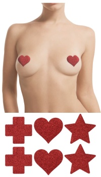LE DÉSIR CROSS/STAR/HEART NIPPLE COVERS RED