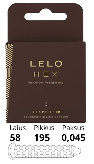 LELO - HEX CONDOMS RESPECT XL 3 PCS