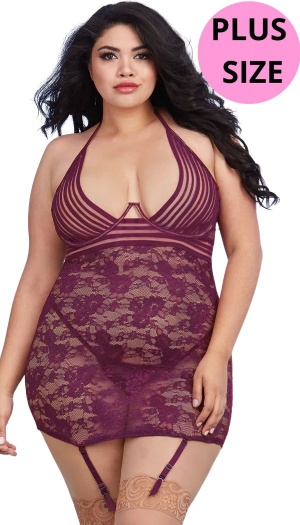LACE GARTER SLIP PLUS SIZE