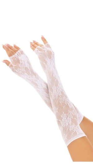 OPERA LENGTH FLORAL NET FINGERLESS GLOVES