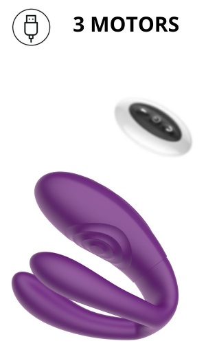 COUPLES VIBRATOR 3 MOTORS REMOTE CONTROL PURPLE