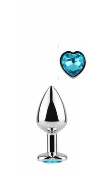 SECRET PLAY - METAL BUTT PLUG BLUE HEART SMALL SIZE 7 CM 