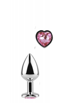 SECRET PLAY - METAL BUTT PLUG FUCHSIA HEART SMALL SIZE 7 CM 