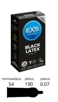 EXS BLACK LATEX CONDOMS - 12 PACK