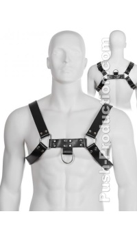 GENUINE LEATHER BDSM TOP HARNESS BLACK