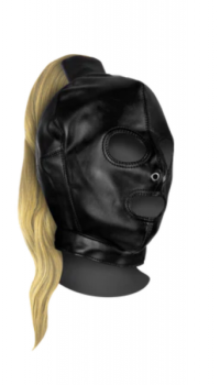 LEATHER MASK WITH BLONDE PONYTAIL