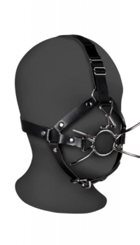 HEAD HARNESS WITH SPIDER GAG AND NOSE HOOKS