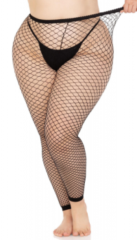 PLUS SIZE FISHNET FOOTLESS TIGHTS