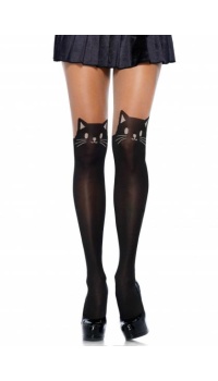 PANTYHOSE W BLACK CAT PRINT OS