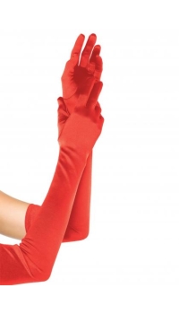 EXTRA LONG SATIN GLOVES OS red