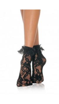 LACE ANKLET WITH RUFFLE OS BLACK