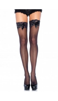SHEER THIGH HIGHS LACE TOP black