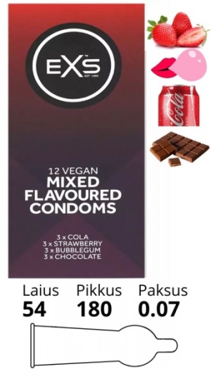 EXS MIXED FLAVOURED CONDOMS 12 TK.