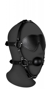 BLINDFOLDED HEAD HARNESS WITH SOLID BALL GAG