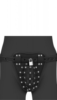OUCH! PU LEATHER CHASTITY BELT WITH STRAPS