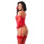 RED CORSET WITH G-STRING, GLOVES AND STOCKINGS S/M