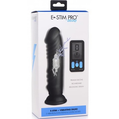 E-STIM SILICONE VIBR DILDO ZEUS W. REMOTE