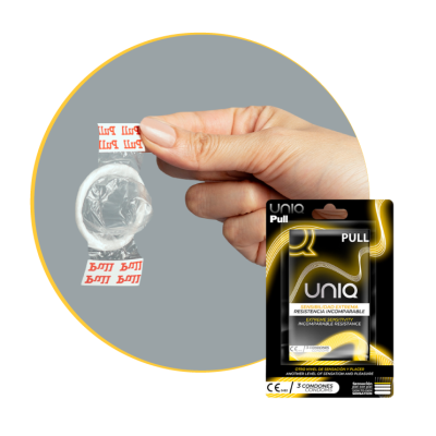 UNIQ PULL LATEX FREE CONDOMS WITH STRIPS 3 UNITS