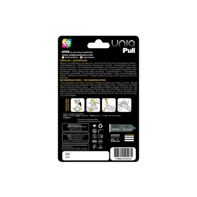 UNIQ PULL LATEX FREE CONDOMS WITH STRIPS 3 UNITS
