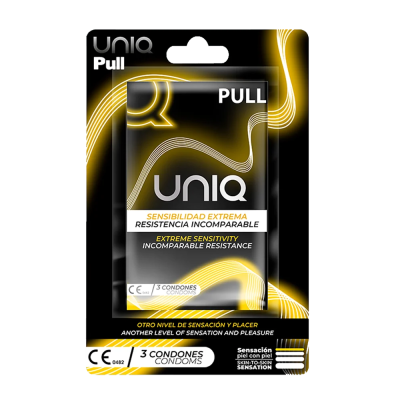 UNIQ PULL LATEX FREE CONDOMS WITH STRIPS 3 UNITS